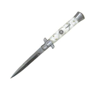 9 inch Flick Knife Pearl White STILETTO Knife